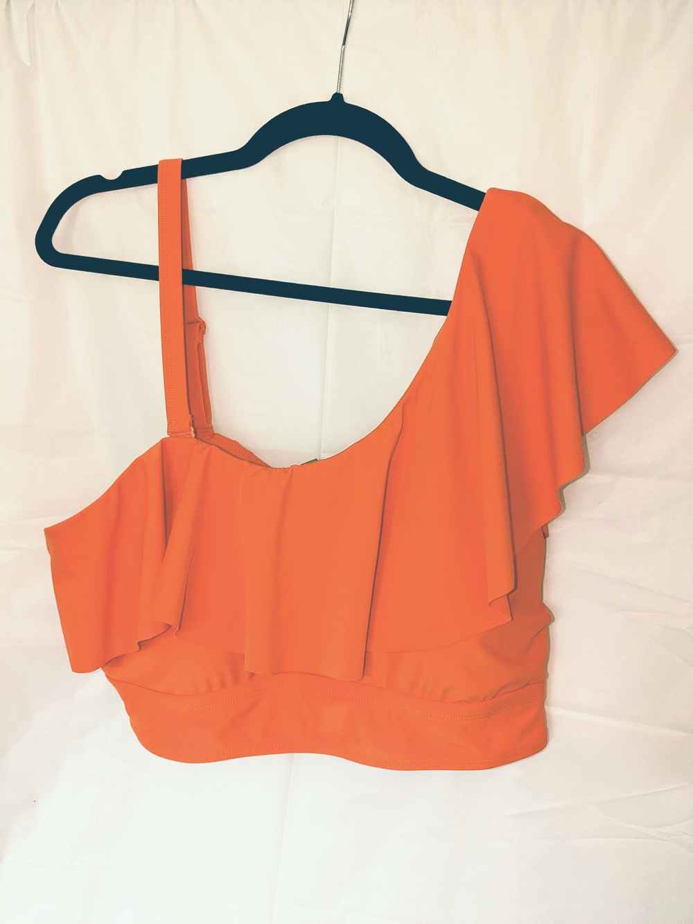 torrid One-Shoulder Ruffle Swim 2 Piece Crop Top in Orange - Picture 2 of 10